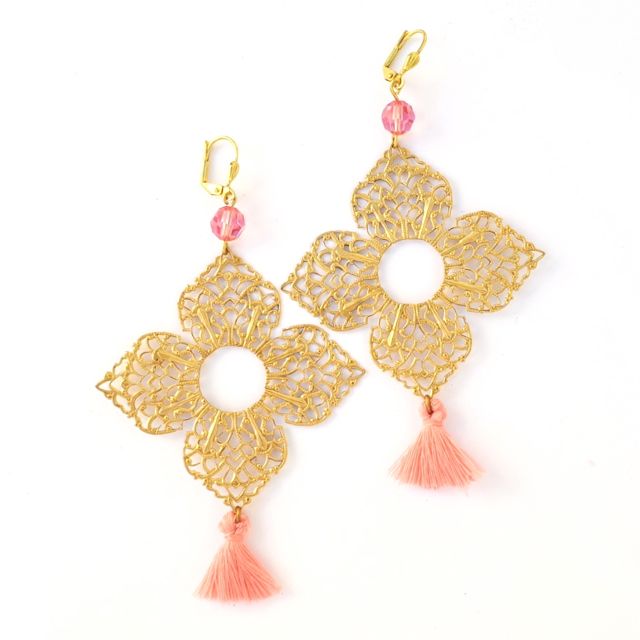 Femme Earrings Filigree Tassel Watermelon