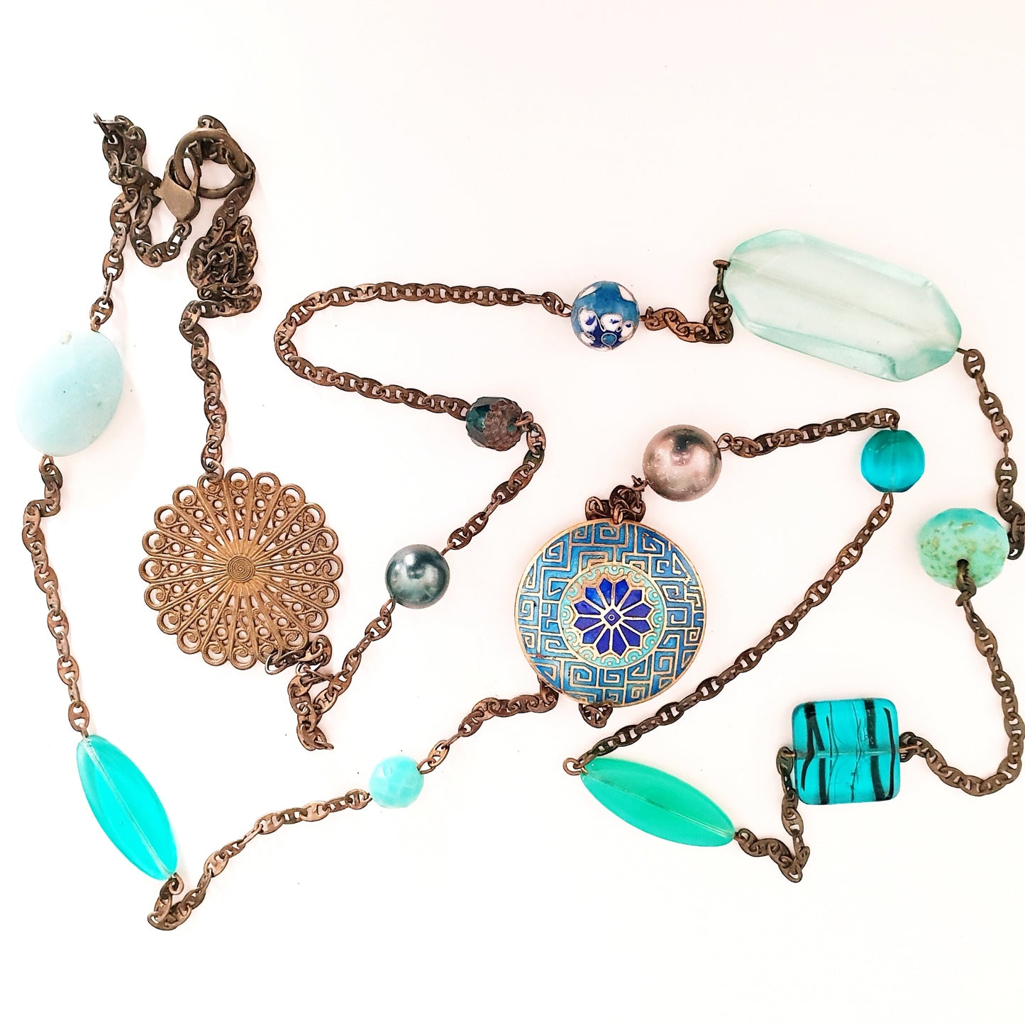 Eclectic Chain Beaded Necklace OOAK