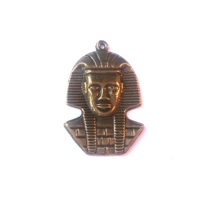 Charm Egyptian Phaoroh Antique Brass Plating Cast 40x25mm