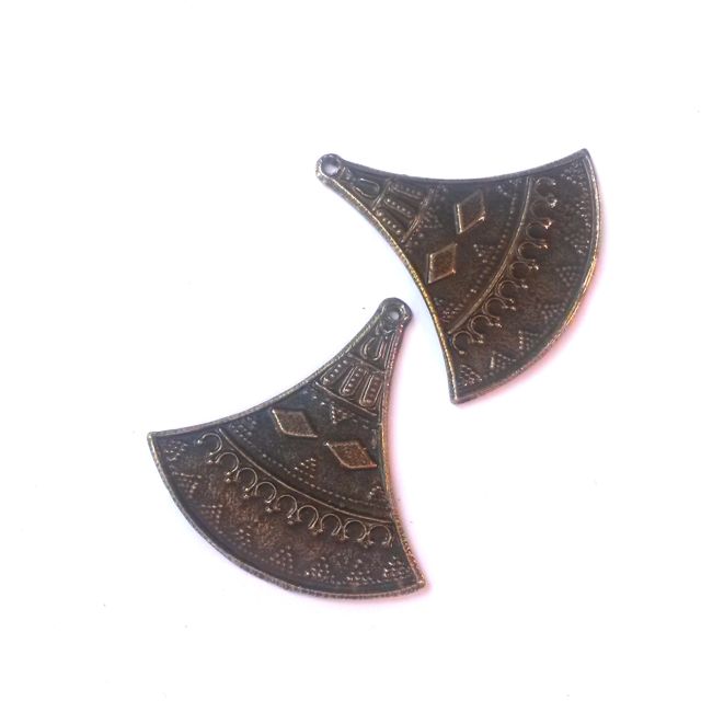 Charm Egyptian Fan Antique Brass 40x38mm