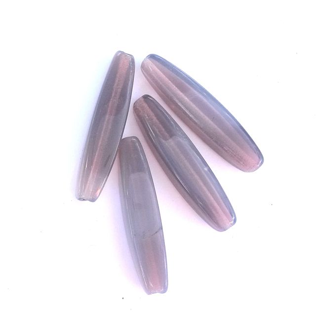 Elongated Oval 28x8mm Opalino Amethyst Czech Glass Bead