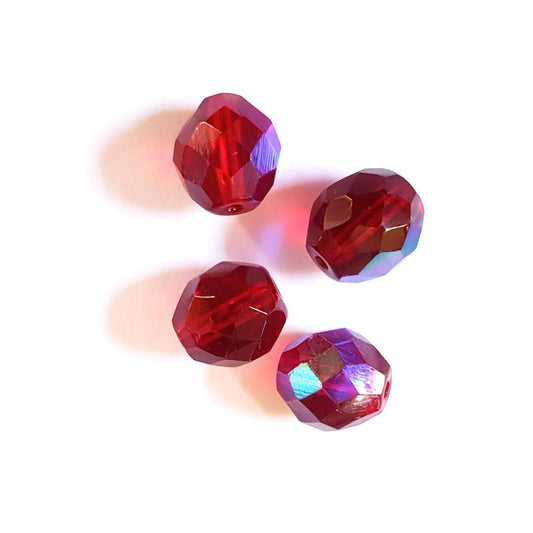 10mm Garnet AB Czech Fire Polished Bead