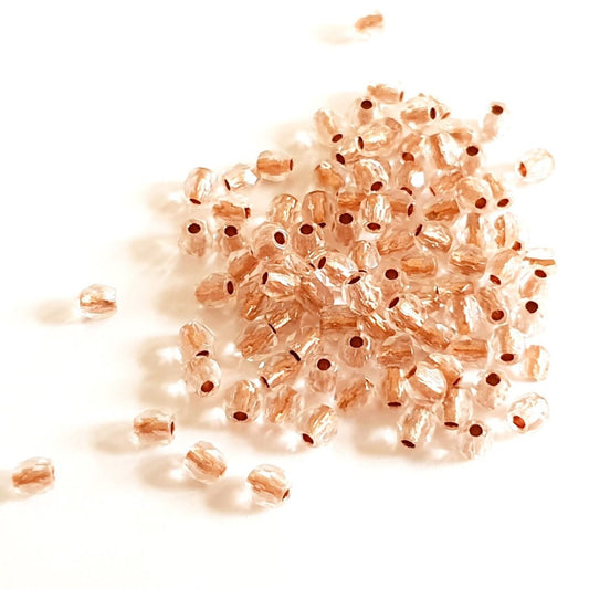 3mm Copper Lined Lined Crystal Czech Fire Polished Glass Bead  - Pack of 100