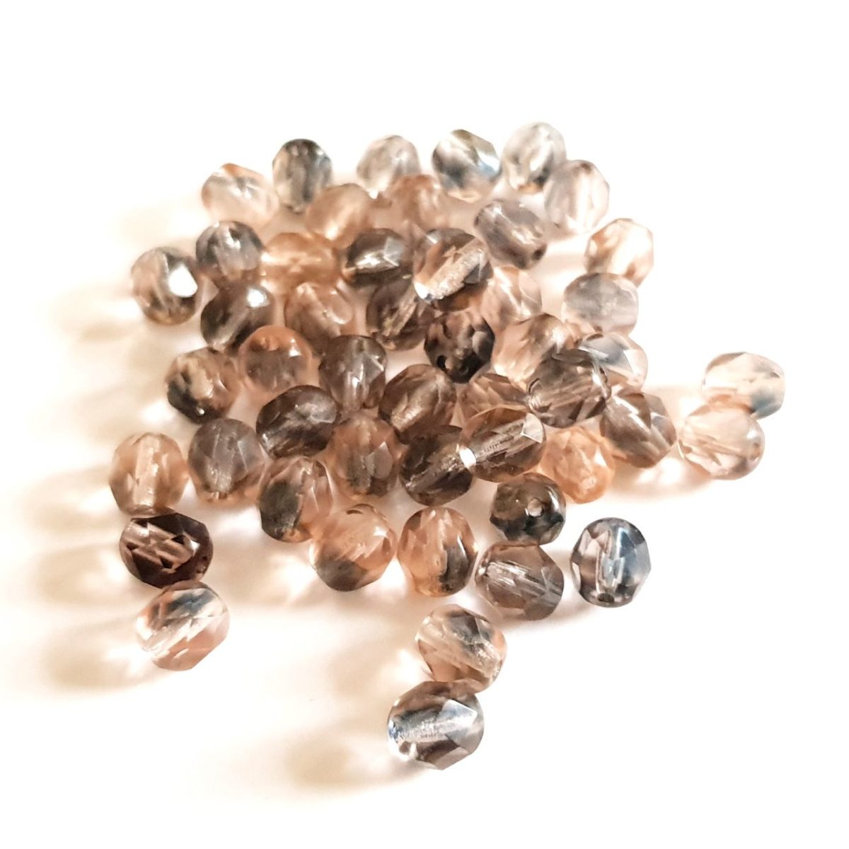 6mm Pink Grey Mix Fire Polished Bead