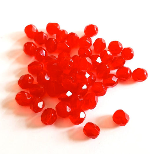 6mm Red Transparent Fire Polished Bead