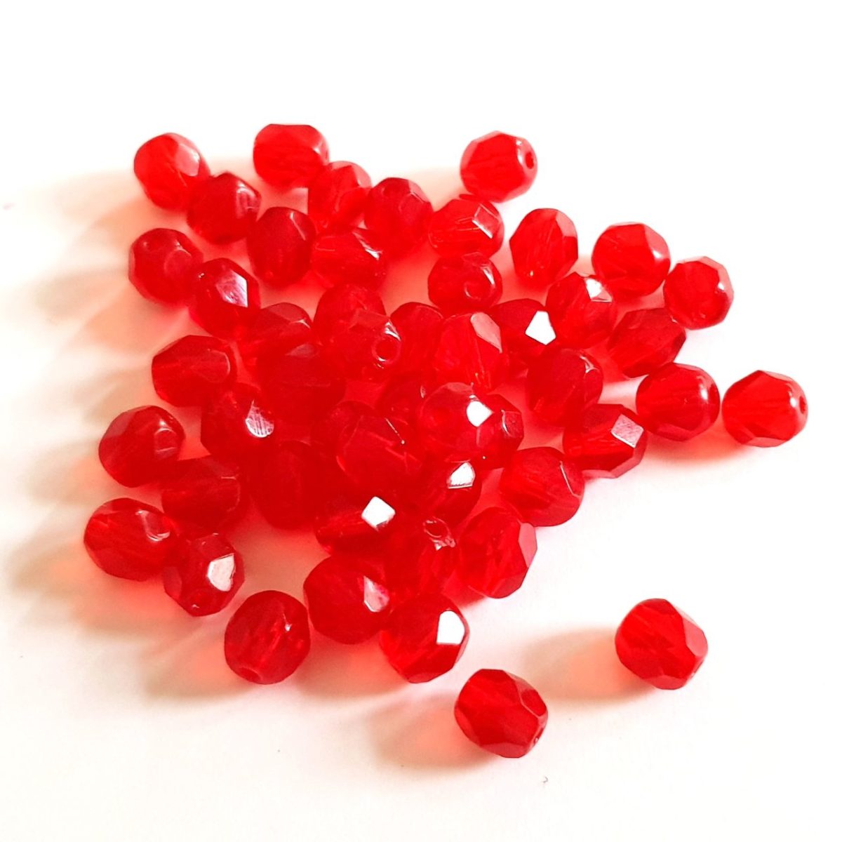 6mm Red Transparent Fire Polished Bead