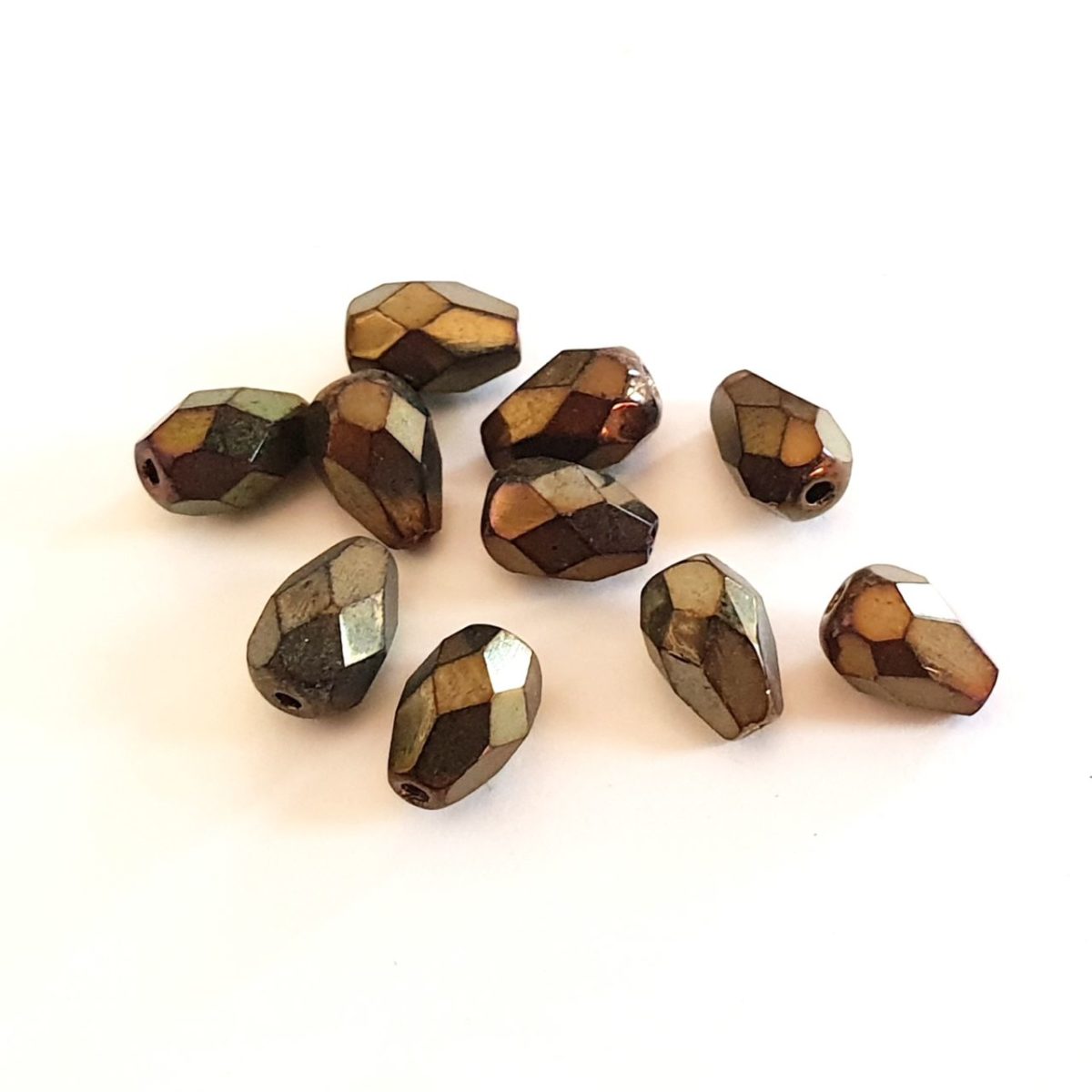7x5mm Iris Brown Drop Czech Fire Polished Bead