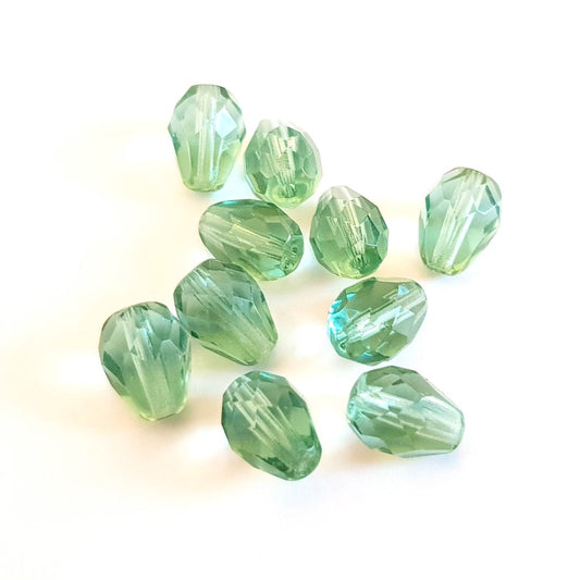 8x6mm Drop Erinite Sage Fire Polished Crystal Bead