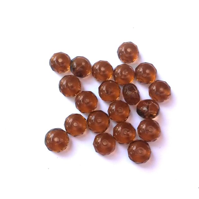 Rondelle Melon 6x9mm Smoke Topaz Czech Fire Polished Bead