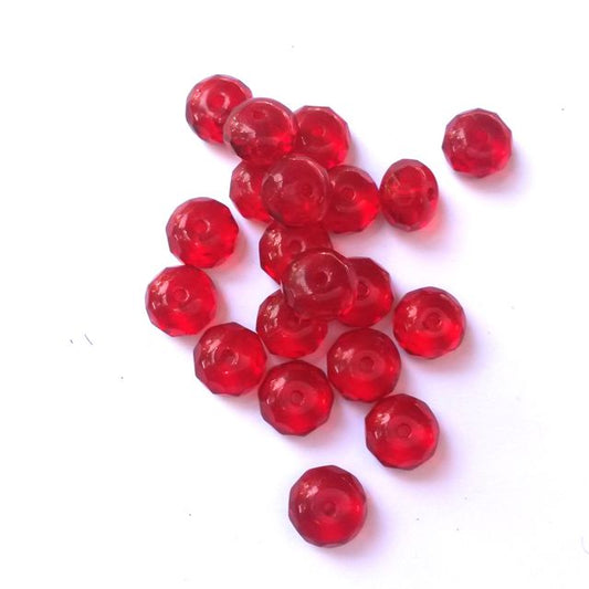 Rondelle Melon 6x9mm Red Czech Fire Polished Bead