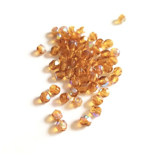 3mm Topaz AB Czech Fire Polished Bead  - Pack of 100