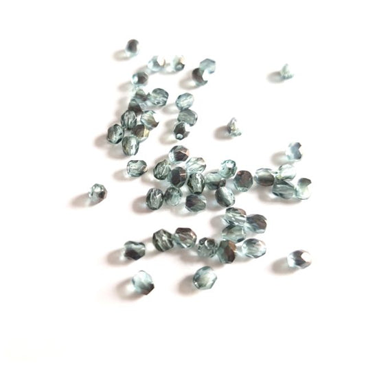 3mm Duck Egg Blue Azura Czech Fire Polished Bead  - Pack of 100