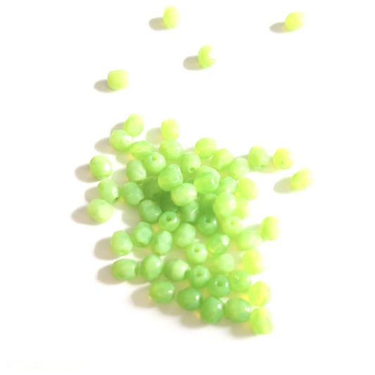 3mm Green Opalino Czech Fire Polished Bead  - Pack of 100