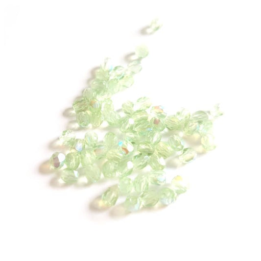 3mm Green Mint Czech Fire Polished Bead  - Pack of 100