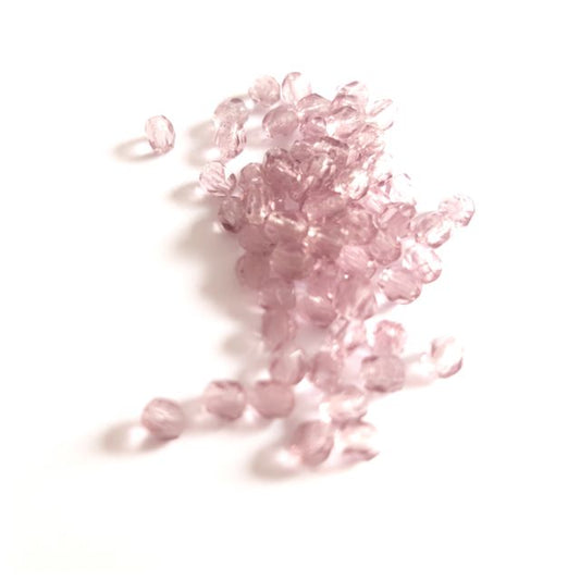 3mm Amethyst Light Transparent Czech Fire Polished Bead  - Pack of 100