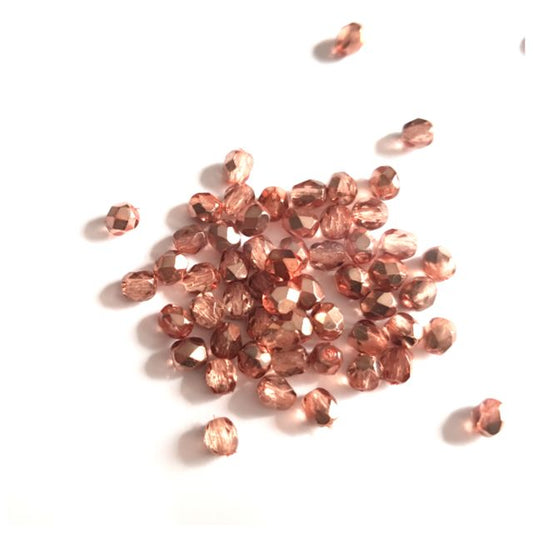 4mm Copper Apollo Czech Fire Polished Bead - Pack of 100