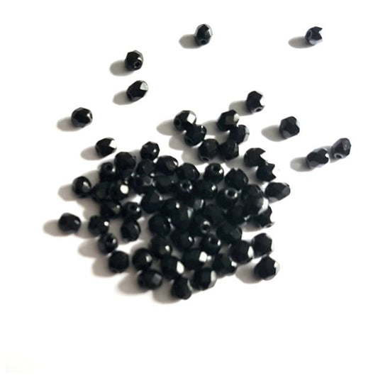 4mm Black Opaque Czech Fire Polished Bead - Pack of 100