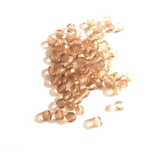 4mm Colorado Topaz Transparent Czech Fire Polished Bead - Pack of 100