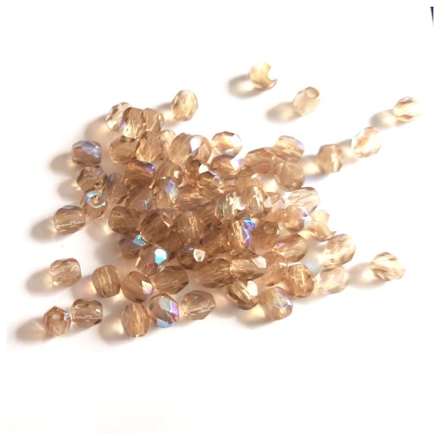4mm Colorado Topaz AB Czech Fire Polished Bead - Pack of 100