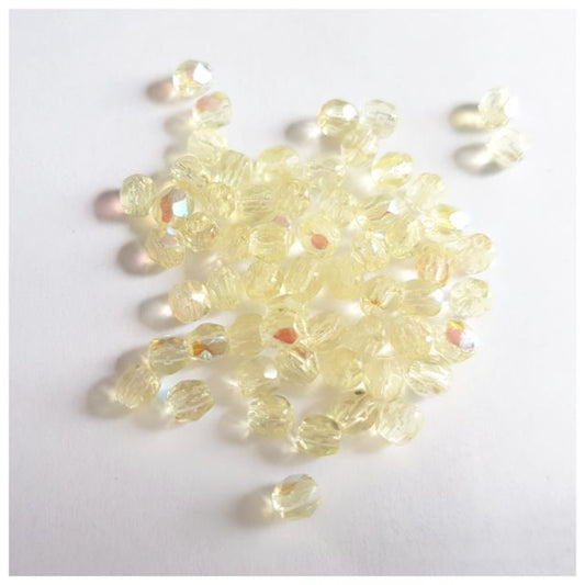 4mm Jonquil AB Czech Fire Polished Bead - Pack of 100