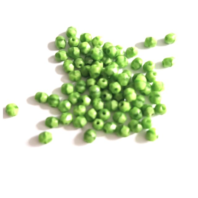 4mm Green Silk Czech Fire Polished Bead - Pack of 100