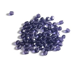 4mm Tanzanite Transparent Czech Fire Polished Bead - Pack of 100
