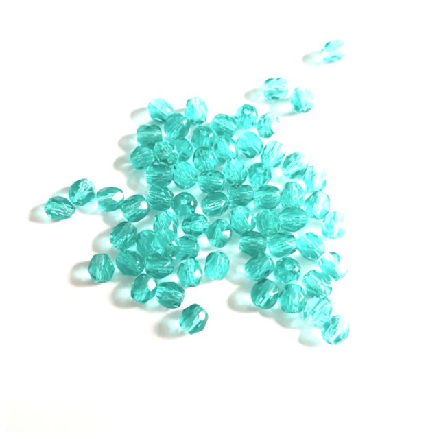 4mm Teal Transparent Czech Crystals