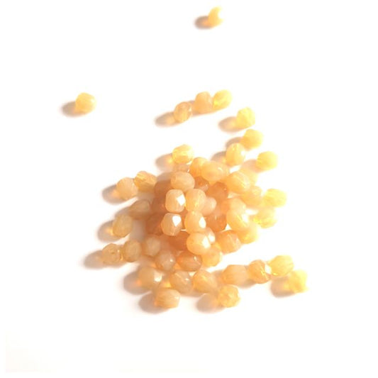 3mm Camel Opalino Czech Fire Polished Bead  - Pack of 100
