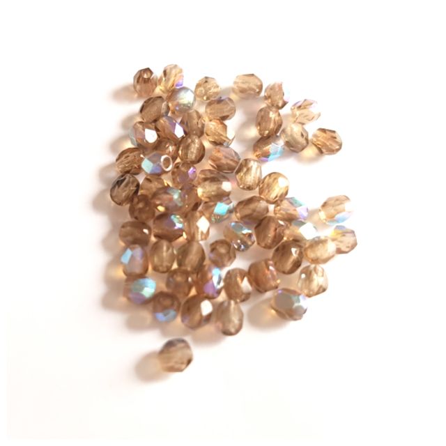 3mm Colorado Topaz AB Czech Fire Polished Bead - Pack of 100