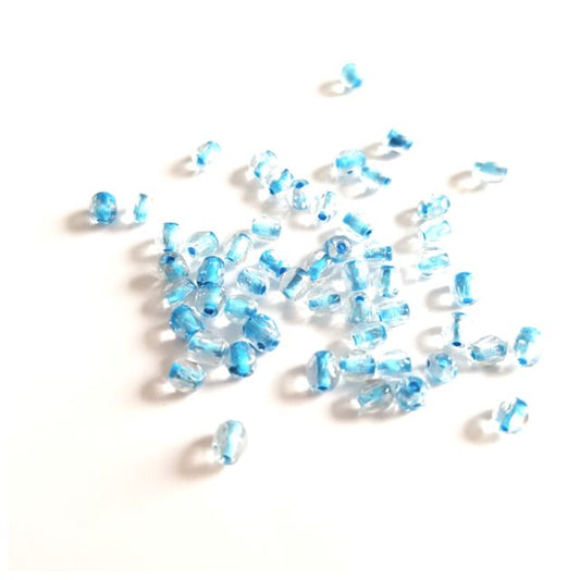 3mm Turquoise Lined Czech Fire Polished Bead  - Pack of 100