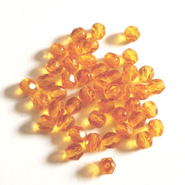 6mm Topaz Transparent Czech Fire Polished Bead