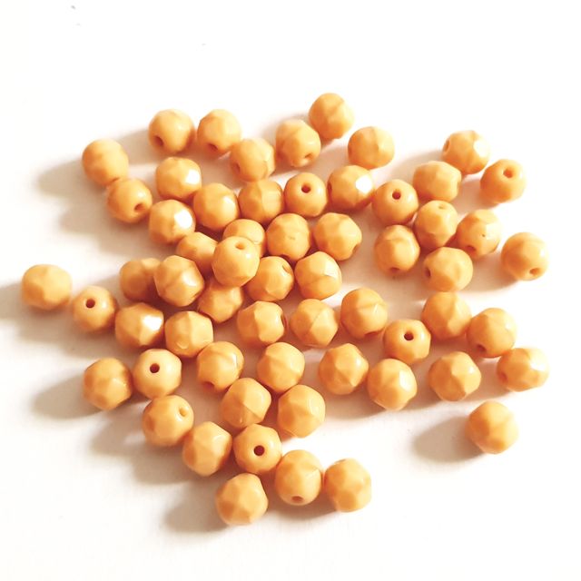 6mm Camel Silk Czech Fire Polished Bead