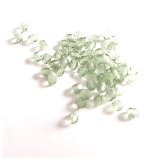 3mm Transparent Erinite Czech Fire Polished Glass Bead  - Pack of 100