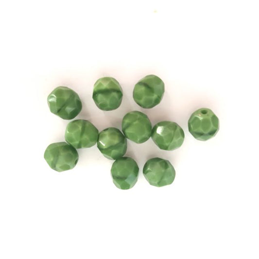 8mm Green Silk Czech Fire Polished Glass Bead