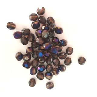 6mm Topaz Azura Czech Fire Polished Bead