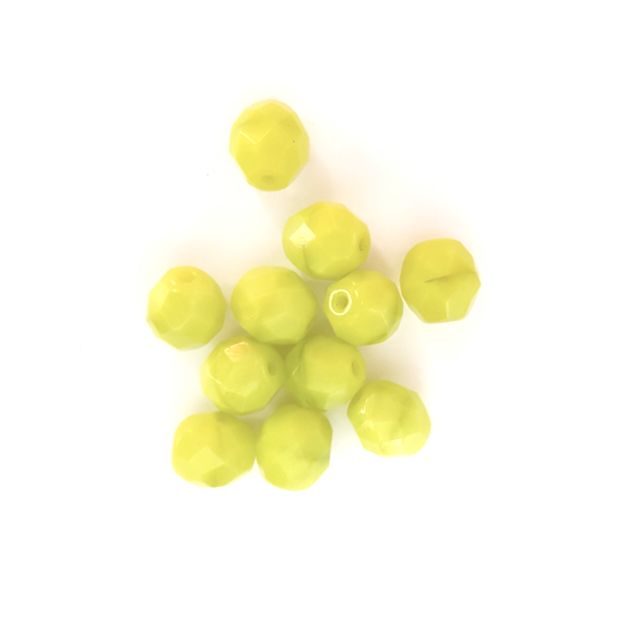 8mm Chartreuse Silk Czech Firepolished Glass Bead