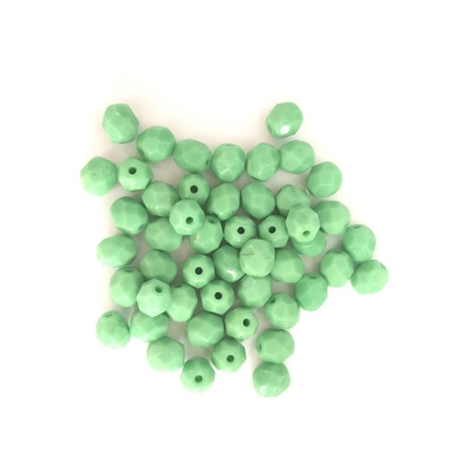 6mm Green Opaque Czech Fire Polished Bead