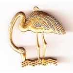 Flamingo Brass Charm Pendant 40mm