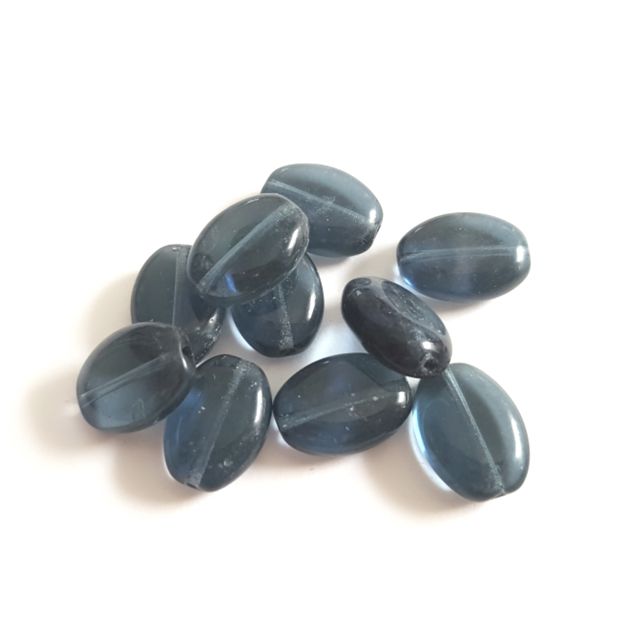 Flat Oval 15x11mm Blue Montana Transparent Czech Glass Bead