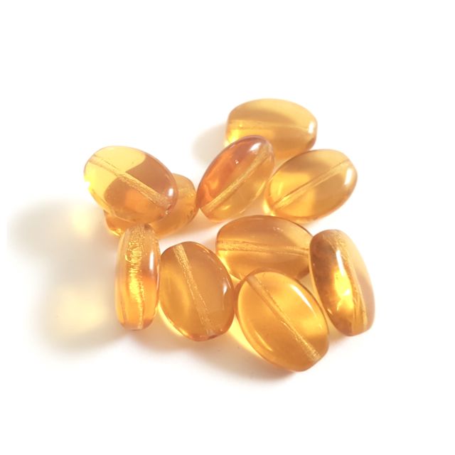 Flat Oval 15x11mm Topaz Transparent Czech Glass Bead | Pack of 10