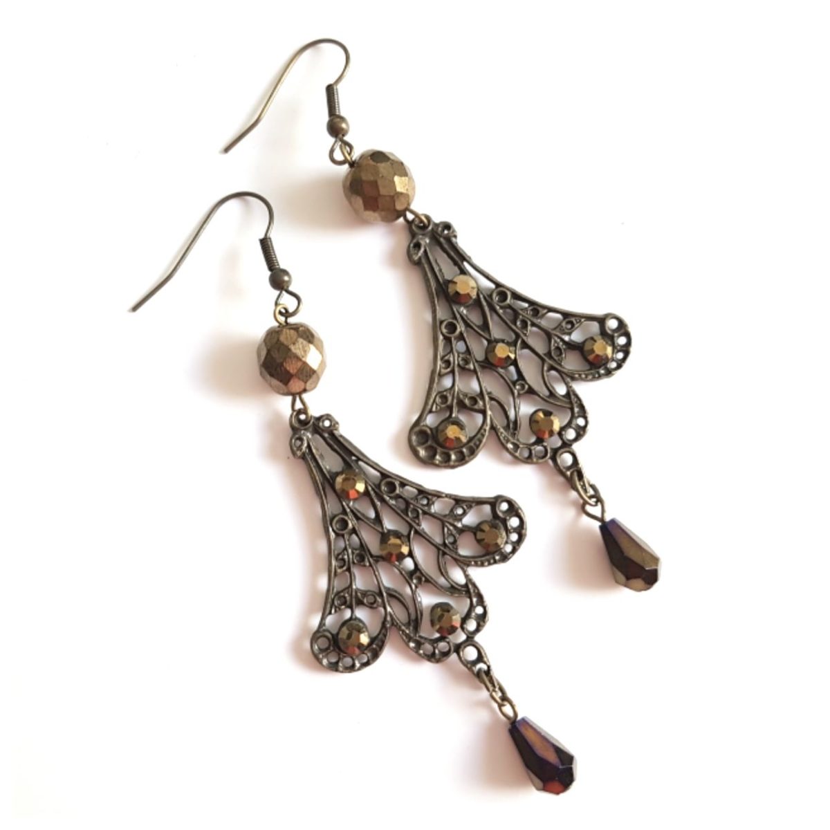 Femme Luxe Earrings Fluted Drop Swarovski Bronze