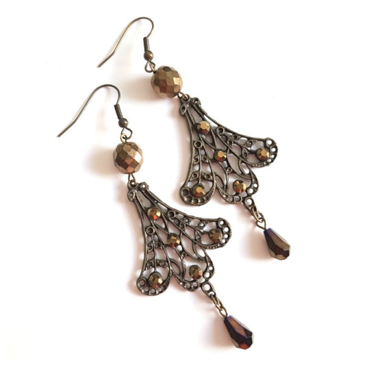 Femme Luxe Earrings Fluted Drop Swarovski Bronze