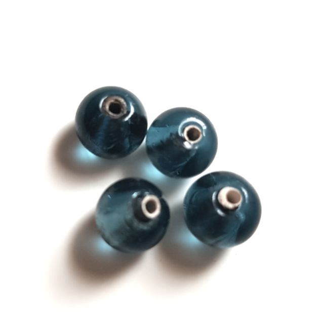 Handmade Czech Foil Glass Bead 8mm Montana Blue