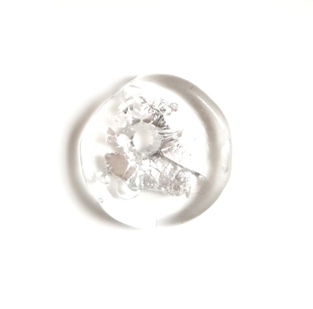 Handmade Czech Foil Glass Donut 20mm Clear