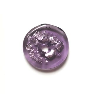 Handmade Czech Foil Glass Donut 20mm Amethyst