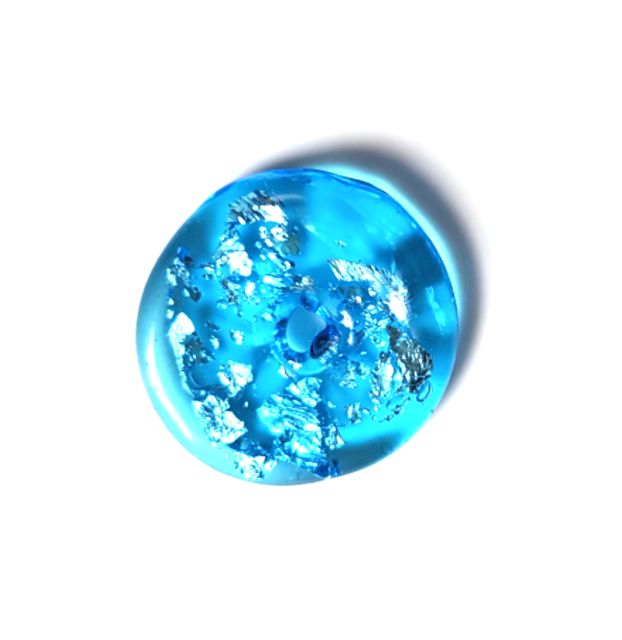 Handmade Czech Foil Glass Donut 20mm Turquoise