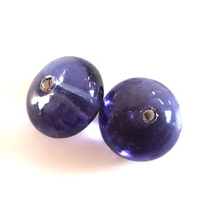 Handmade Czech Foil Glass Bead Melon 12mm Tanzanite