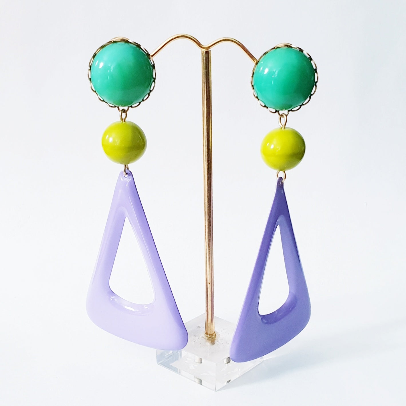 Colour Pop Drops Vintage Enamel Triangle Earrings