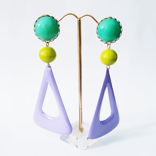 Colour Pop Drops Vintage Enamel Triangle Earrings
