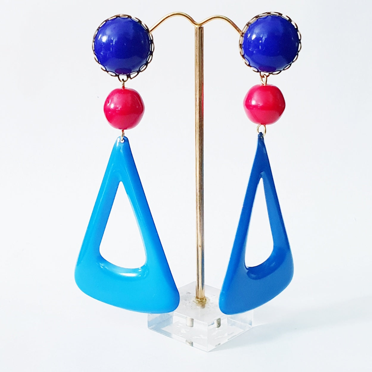 Colour Pop Drops Vintage Enamel Triangle Earrings